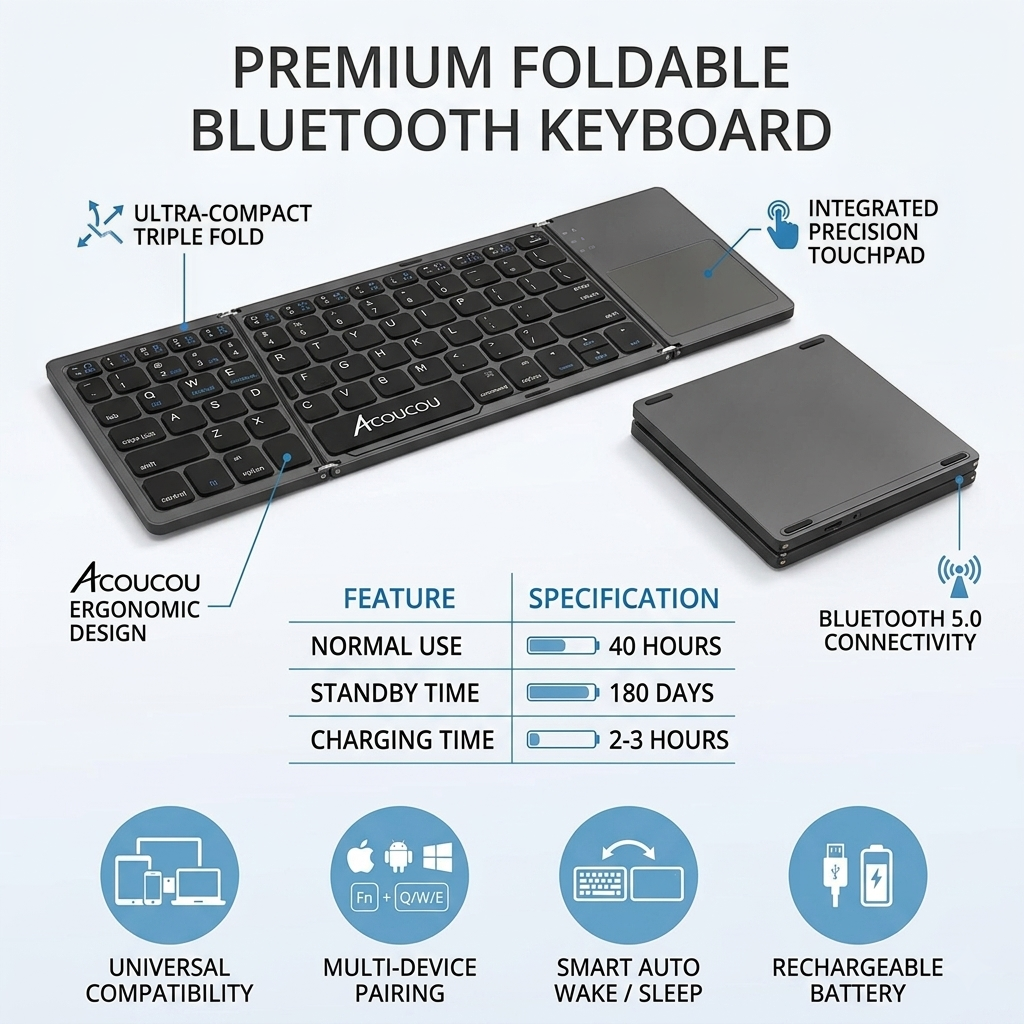 Wireless Bluetooth Keyboard With Touchpad