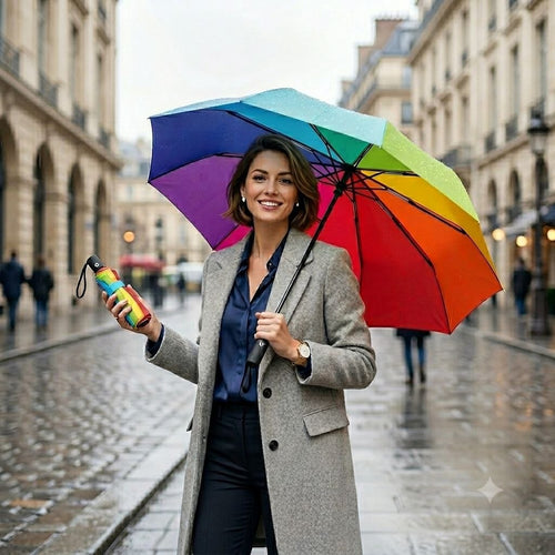 Rainbow Design  Auto Open Close Umbrella