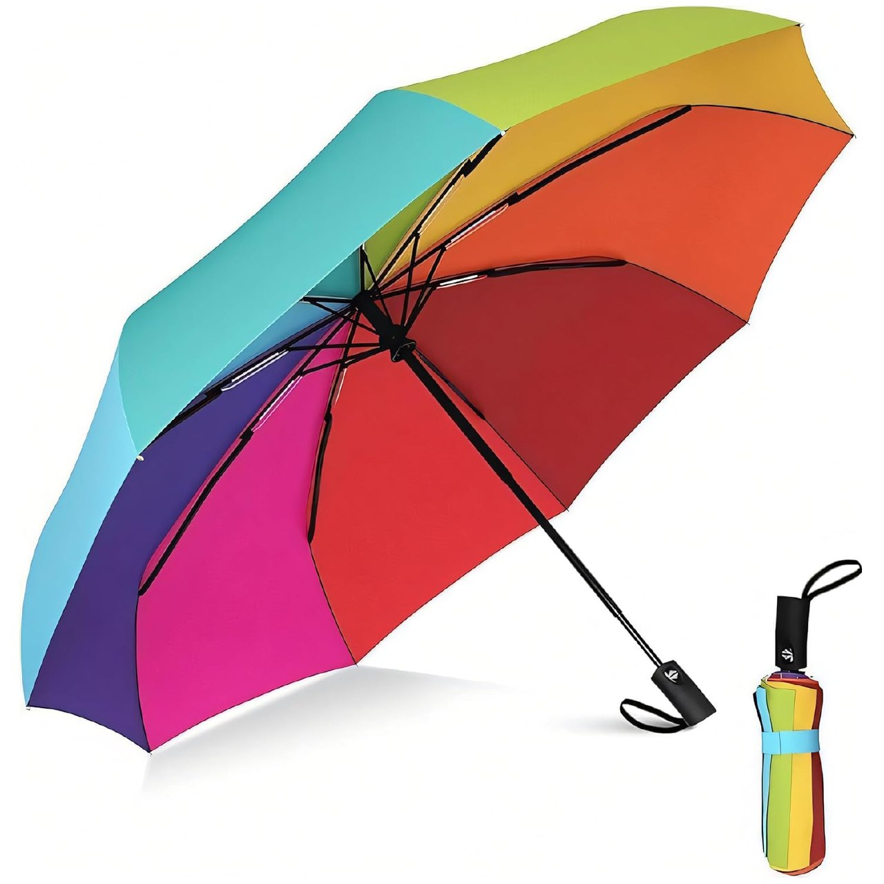 Rainbow Design  Auto Open Close Umbrella